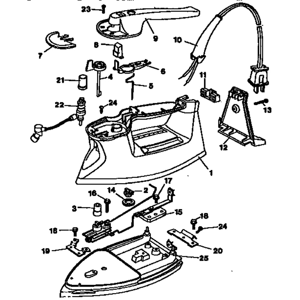 Replacement Parts Diagram and Parts List for F365S  Black and Decker Iron